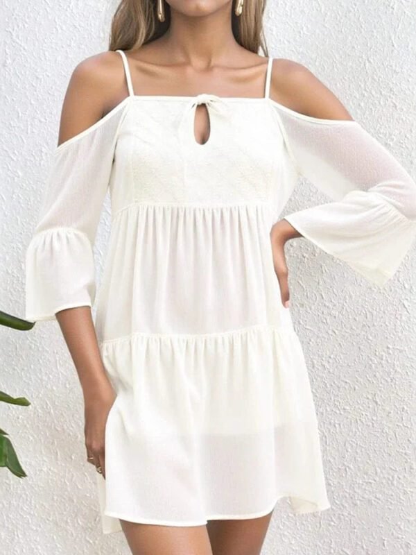 Robe Dete Blanche Courte Epaules Tombantes Blanc M