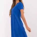 Robe Dete Bleue Casual Trapeze Manches Courtes 2