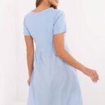 Robe Dete Bleue Ciel Courte Manches Courtes
