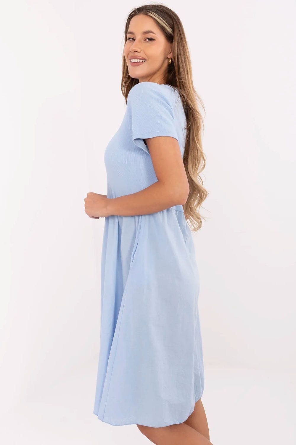 Robe Dete Bleue Ciel Courte Manches Courtes 2
