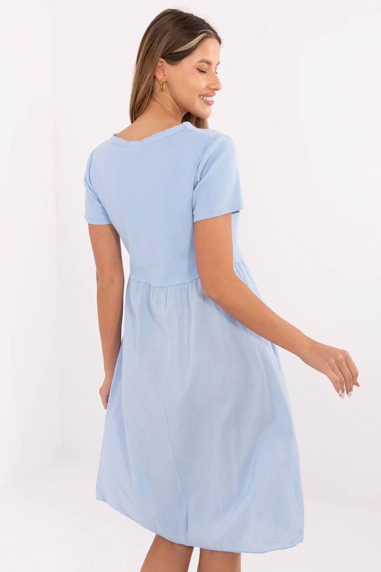 Robe Dete Bleue Ciel Courte Manches Courtes