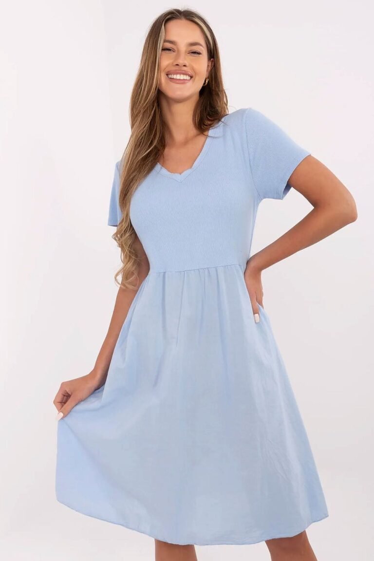 Robe Dete Bleue Ciel Courte Manches Courtes Bleu Taille Unique