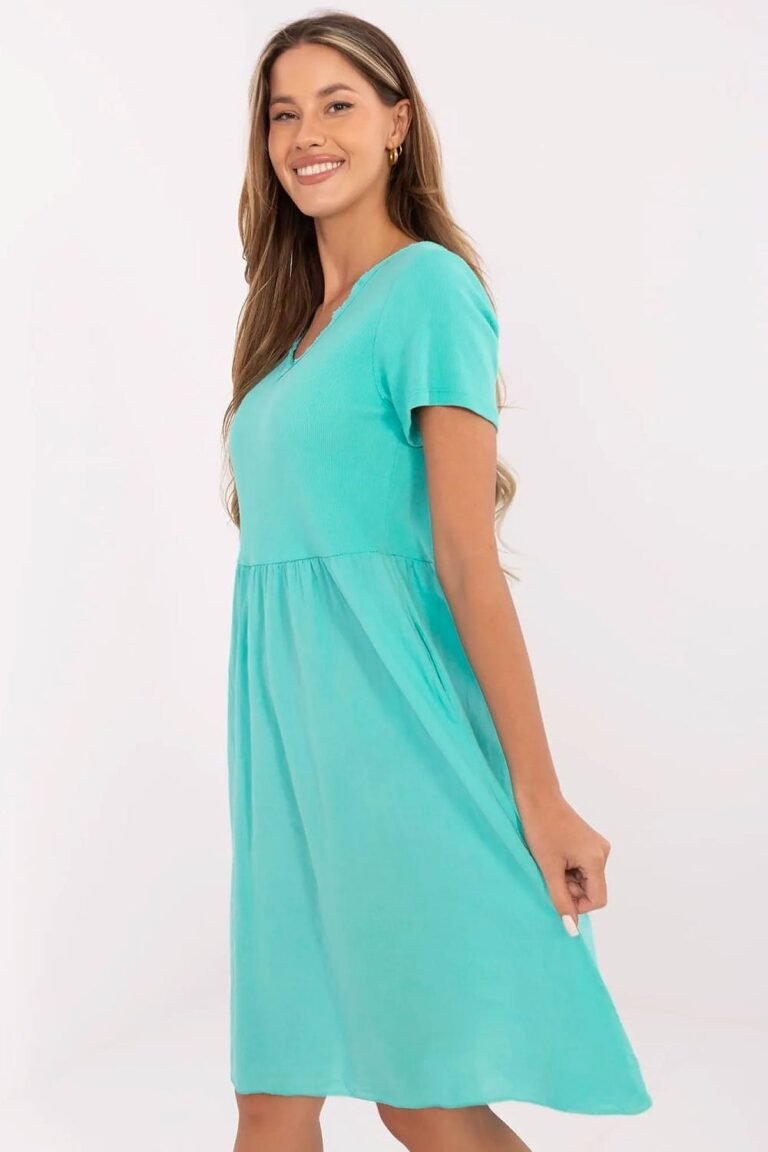 Robe Dete Bleue Cyan Casual Manches Courtes 2