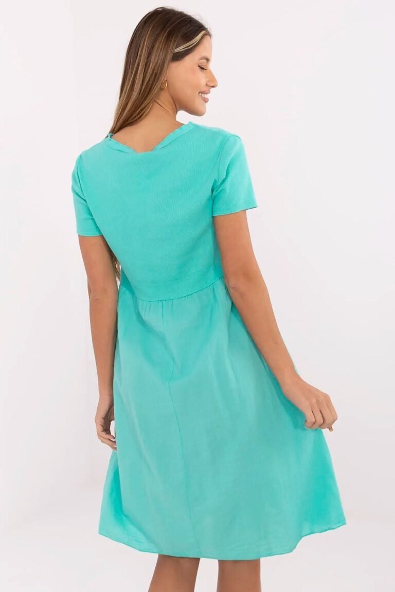 Robe Dete Bleue Cyan Casual Manches Courtes