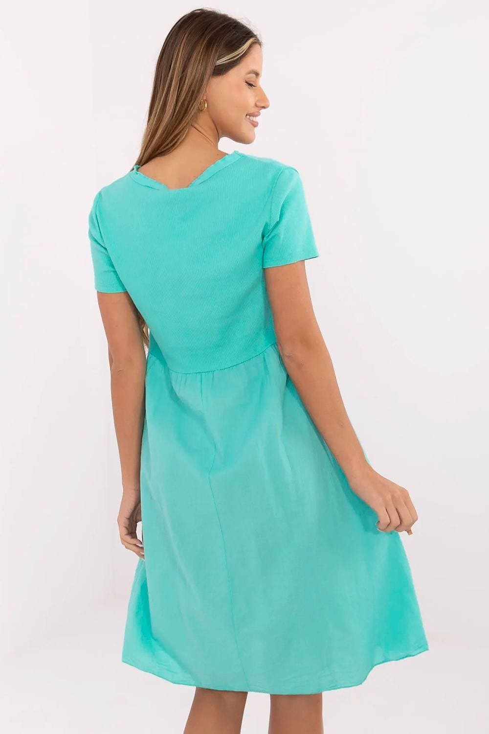 Robe Dete Bleue Cyan Casual Manches Courtes