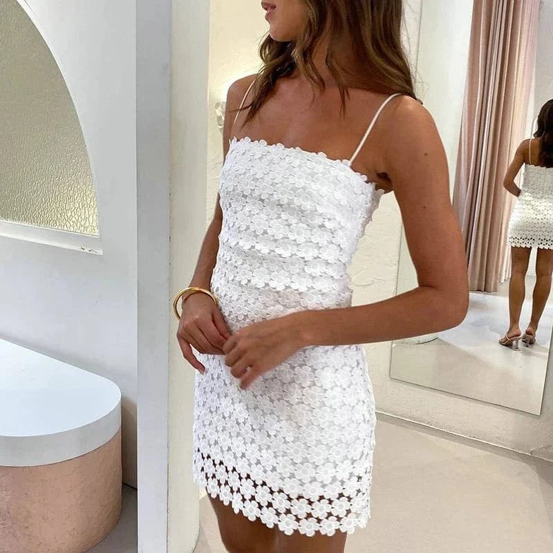 Robe Dete Courte Blanche A Bretelles 2