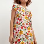Robe Dete Courte Trapeze Blanc Et Rouge Xs