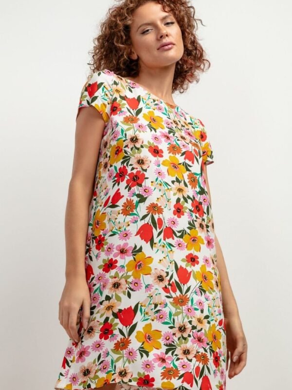 Robe Dete Courte Trapeze Blanc Et Rouge Xs