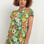Robe Dete Courte Trapeze Vert Xs