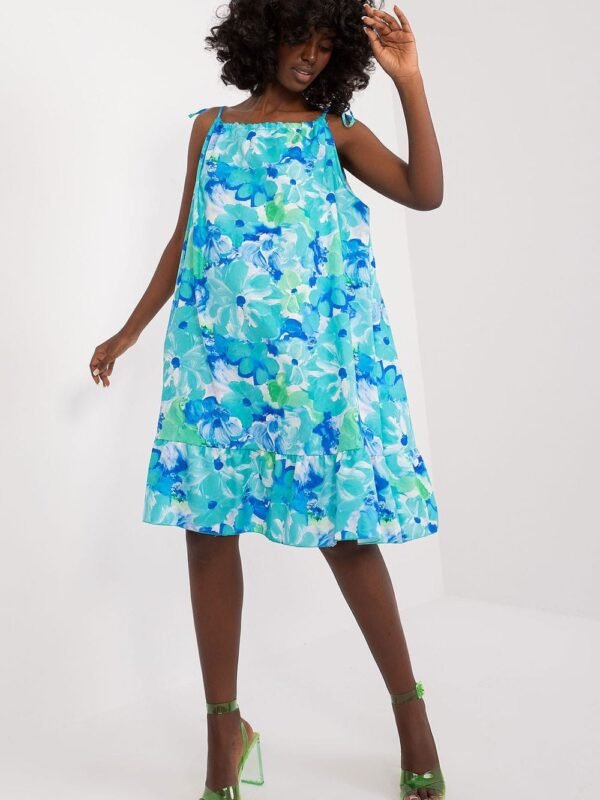 Robe Dete Fleurie Bleue Bretelles Bleu S M