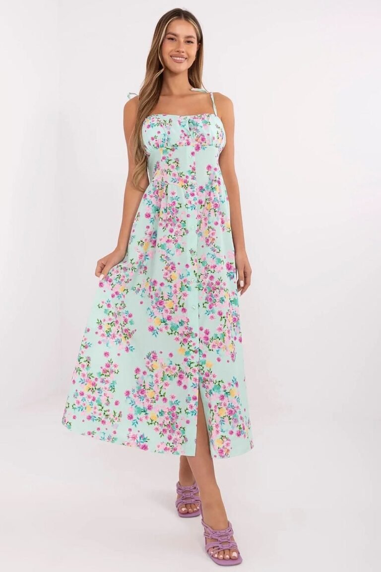 Robe Dete Fleurie Bleue Midi 2