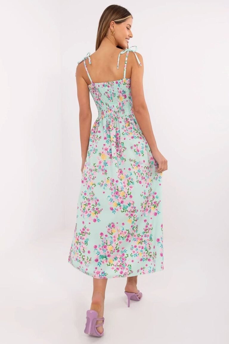 Robe Dete Fleurie Bleue Midi