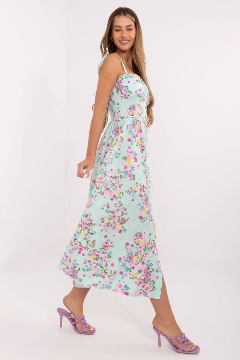 Robe Dete Fleurie Bleue Midi Bleu Taille Unique