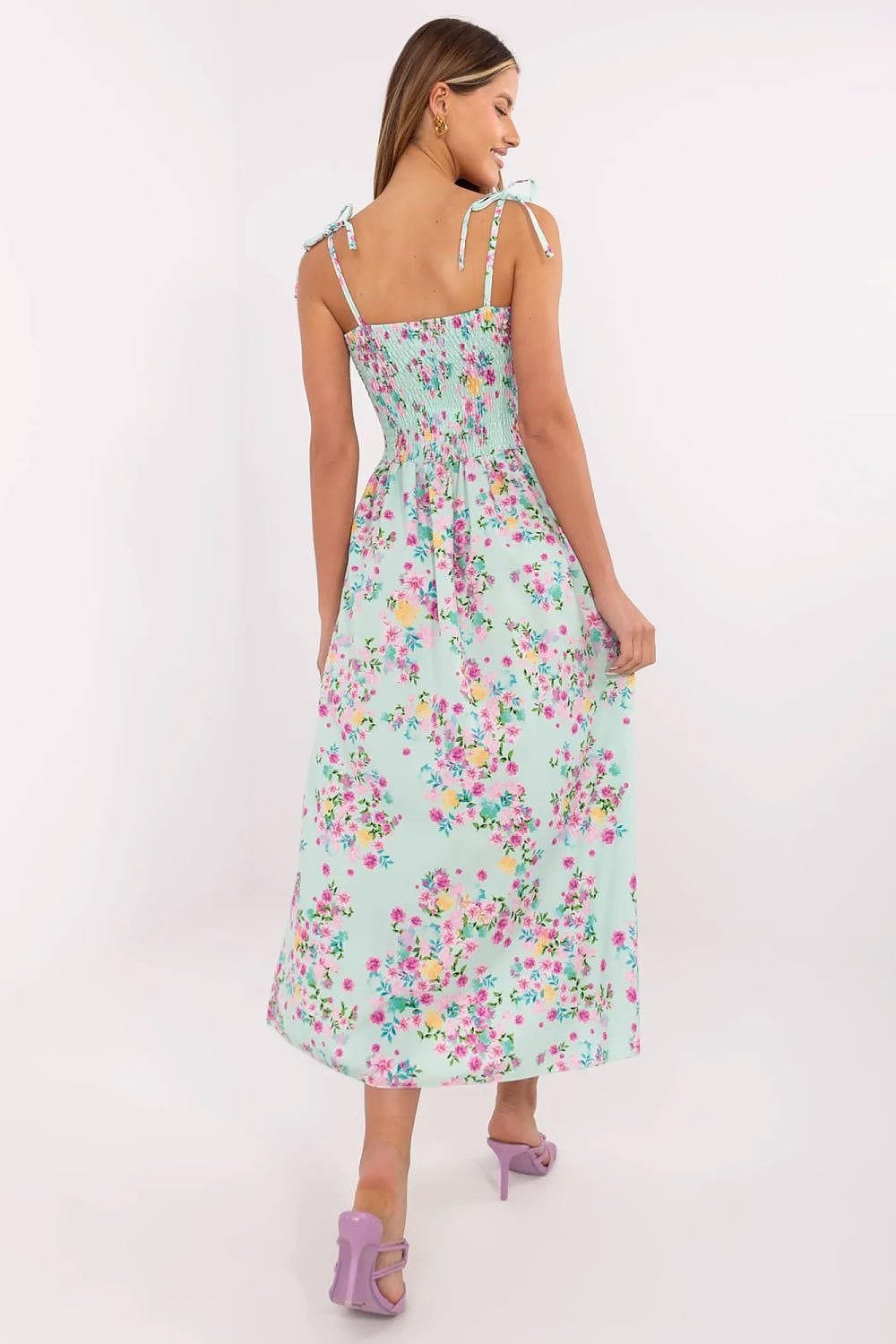 Robe Dete Fleurie Bleue Midi
