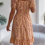 Robe Dete Fleurie Manches Courtes Col Carre 2