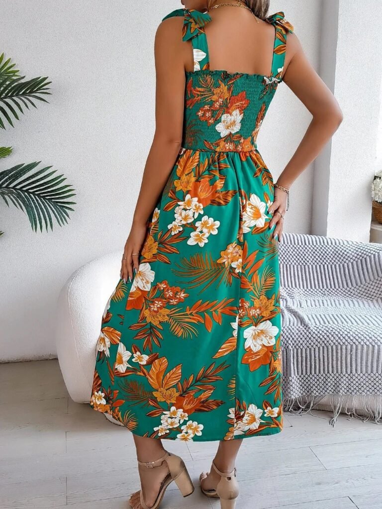 Robe Dete Fleurie Midi A Bretelles 2