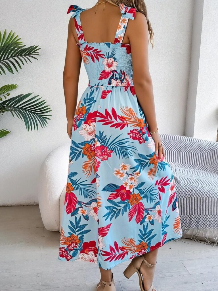 Robe Dete Fleurie Midi A Bretelles 8