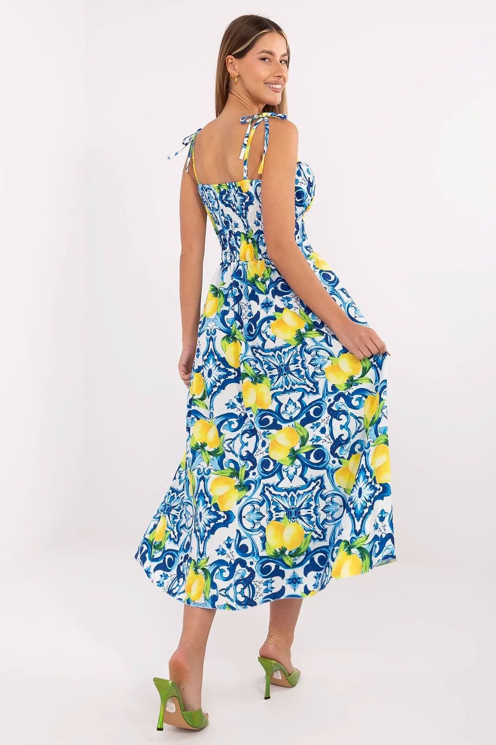 Robe Dete Fleurie Midi Fendue Bretelles A Nouer 2