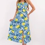 Robe Dete Fleurie Midi Fendue Bretelles A Nouer Multicouleur Taille Unique
