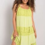 Robe Dete Jaune Courte Avec Elements En Dentelle 2