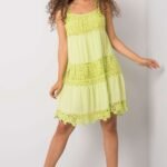 Robe Dete Jaune Courte Avec Elements En Dentelle S
