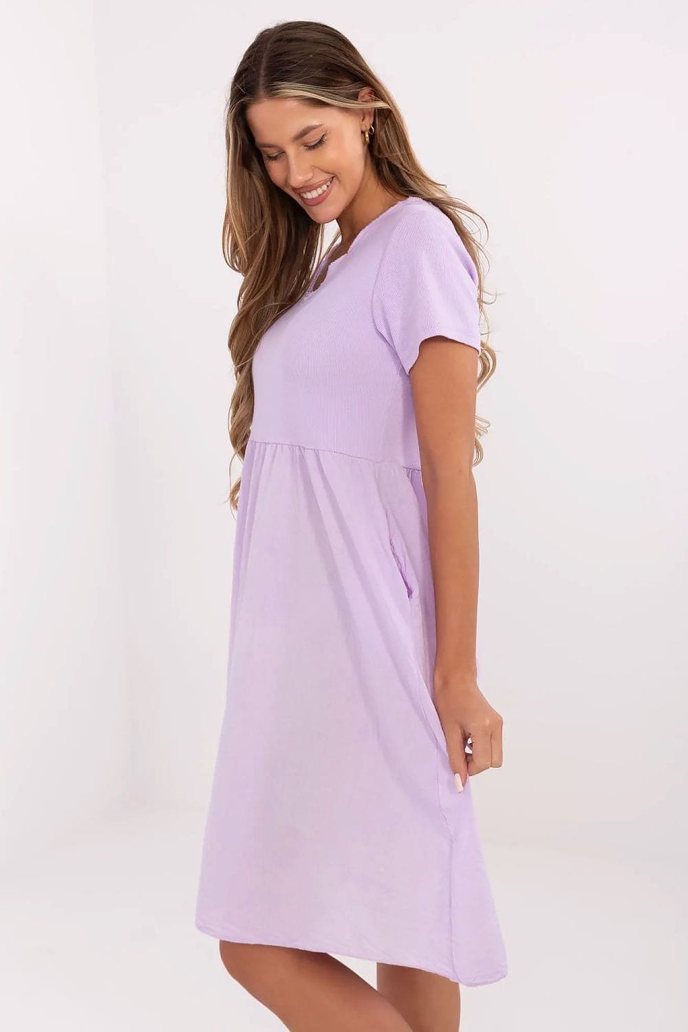 Robe Dete Lilas Casual Manches Courtes 2