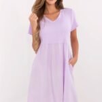 Robe Dete Lilas Casual Manches Courtes Lilas Taille Unique