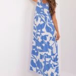 Robe Dete Longue Bleue Sans Manches Bleu Et Blanc S