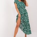 Robe Dete Longue Casual Fluide Vert Et Blanc S