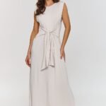 Robe Dete Longue Casual Sans Manches Beige 36