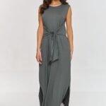 Robe Dete Longue Casual Sans Manches Gris 36