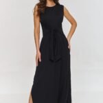 Robe Dete Longue Casual Sans Manches Noir 36