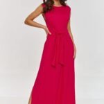 Robe Dete Longue Casual Sans Manches Rose 36