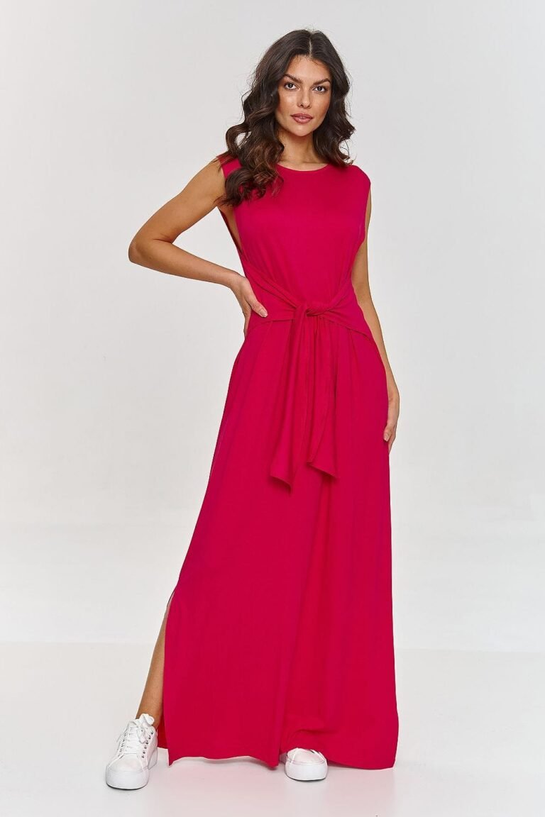 Robe Dete Longue Casual Sans Manches Rose 36
