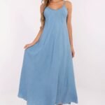 Robe Dete Longue Fluide Bleue
