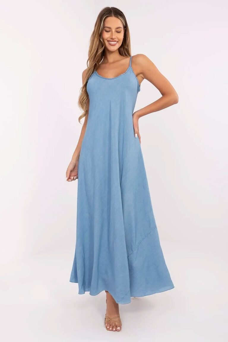 Robe Dete Longue Fluide Bleue Bleu Taille Unique