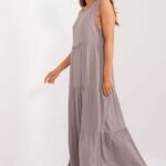 Robe Dete Longue Grise Drappee