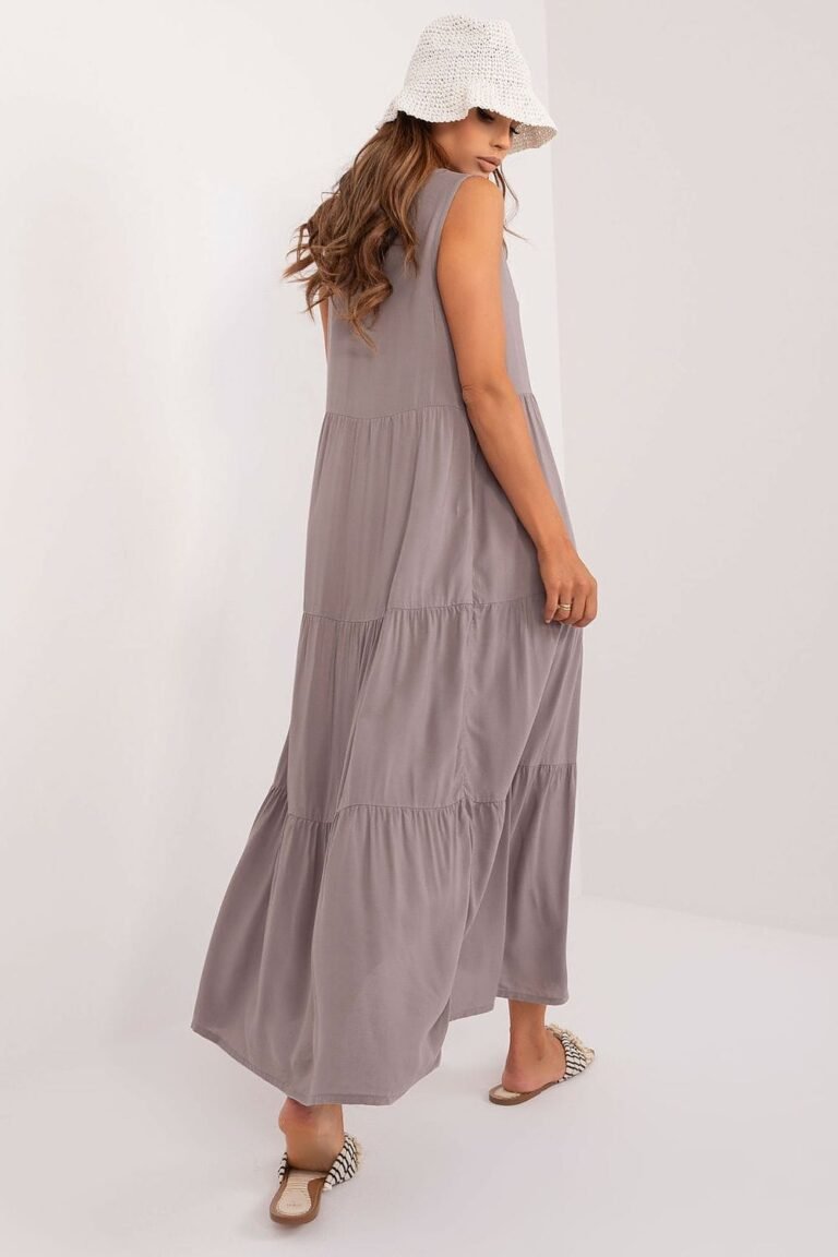Robe Dete Longue Grise Drappee 2