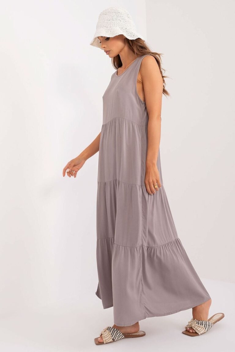 Robe Dete Longue Grise Drappee