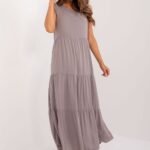 Robe Dete Longue Grise Drappee Gris S
