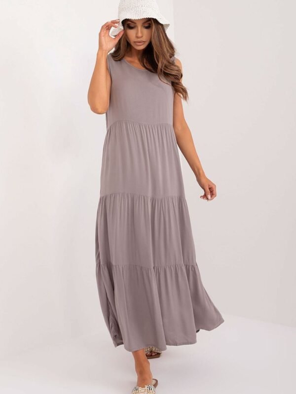 Robe Dete Longue Grise Drappee Gris S