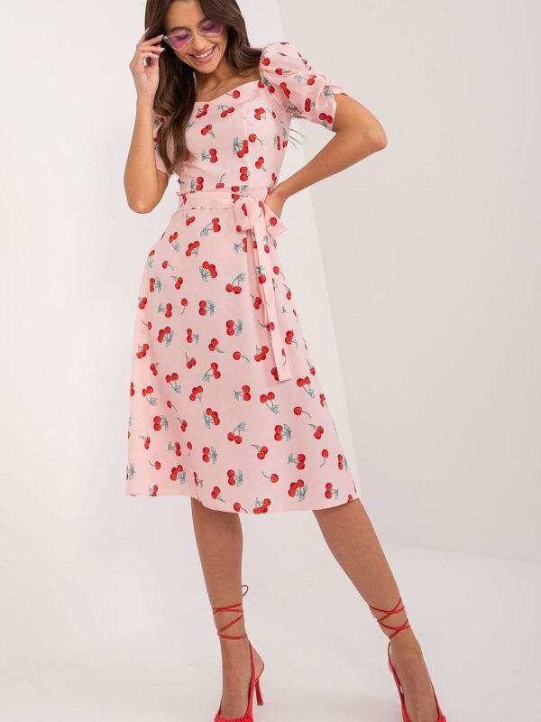 Robe Dete Motif Cerises Encolure Carree Multicouleur 36