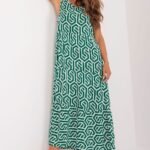 Robe Dete Motif Geometrique Vert Et Blanc Vert Et Blanc S