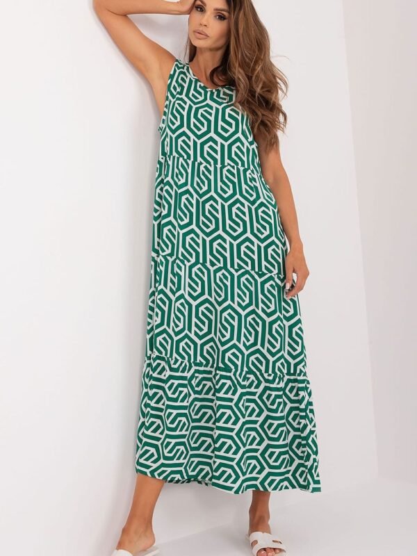 Robe Dete Motif Geometrique Vert Et Blanc Vert Et Blanc S