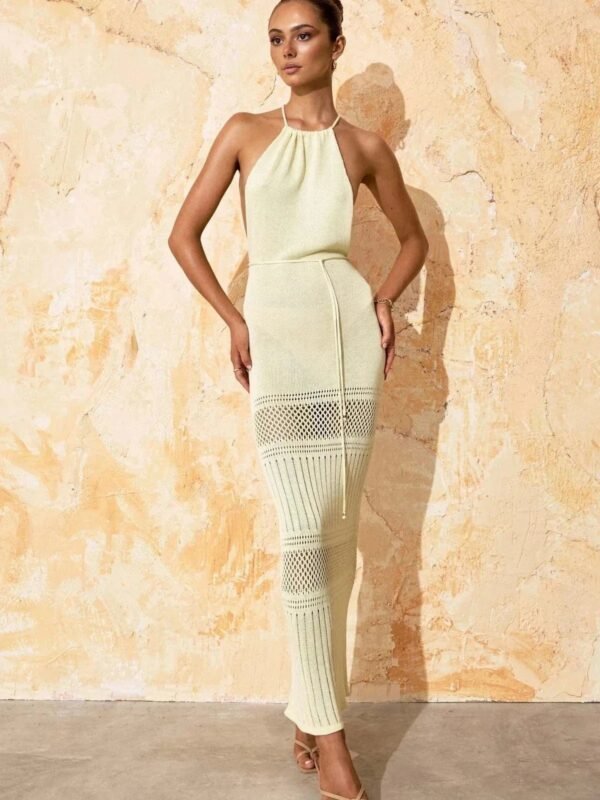 Robe Dete Moulante Dos Nu Sexy Transparente Jaune S
