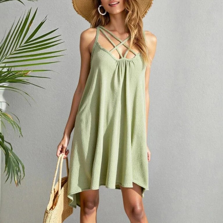 Robe Dete Verte Ample Courte Vert S