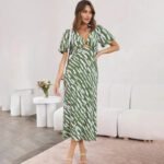 Robe Dete Verte Boheme Midi A Manches Bouffantes