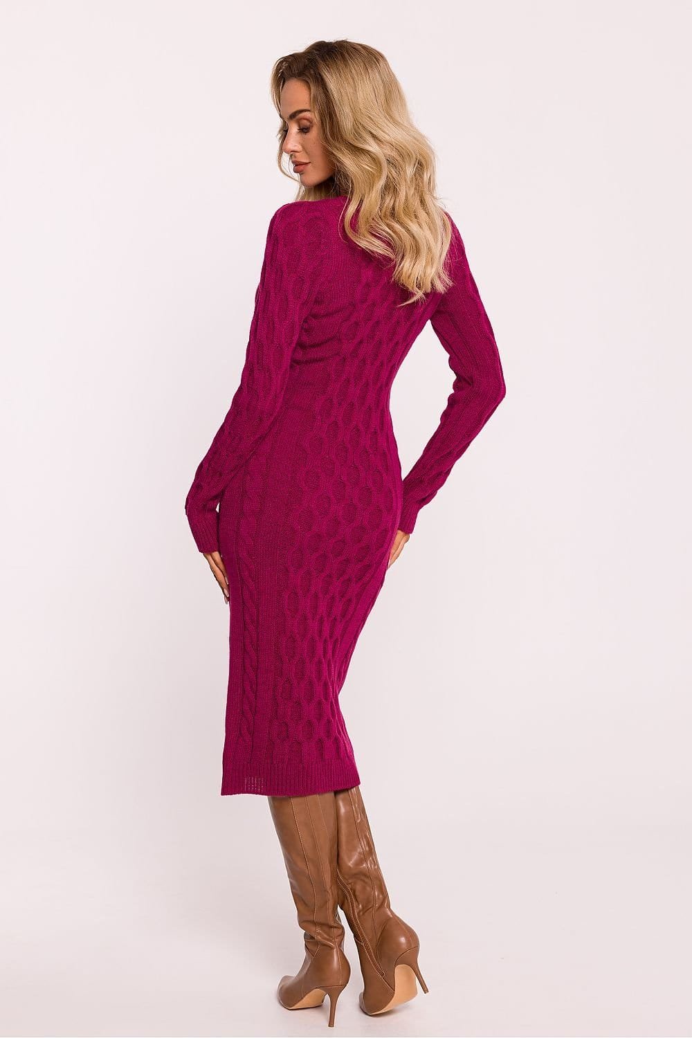 Robe Dhiver Midi A Motif Tricote Geometrique 11
