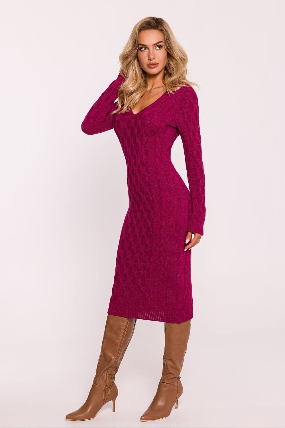 Robe Dhiver Midi A Motif Tricote Geometrique 12