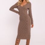 Robe Dhiver Midi A Motif Tricote Geometrique 4